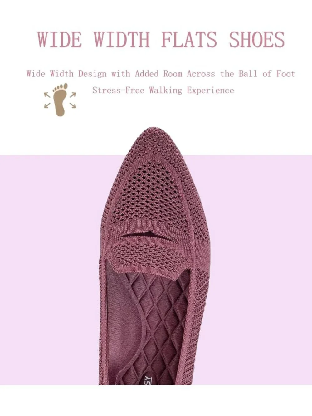 Women's Blush Pink Pointed Toe Penny Ballet Knit Mesh Slip On Flat Loafer Shoes